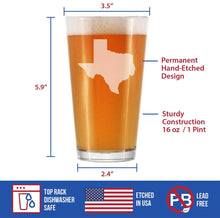 Load image into Gallery viewer, State of Texas Pint Glass for Beer - 16 oz.
