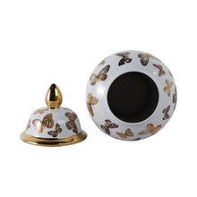 Load image into Gallery viewer, Decorative Temple Jar - White Ceramic Butterflies, 18 in.
