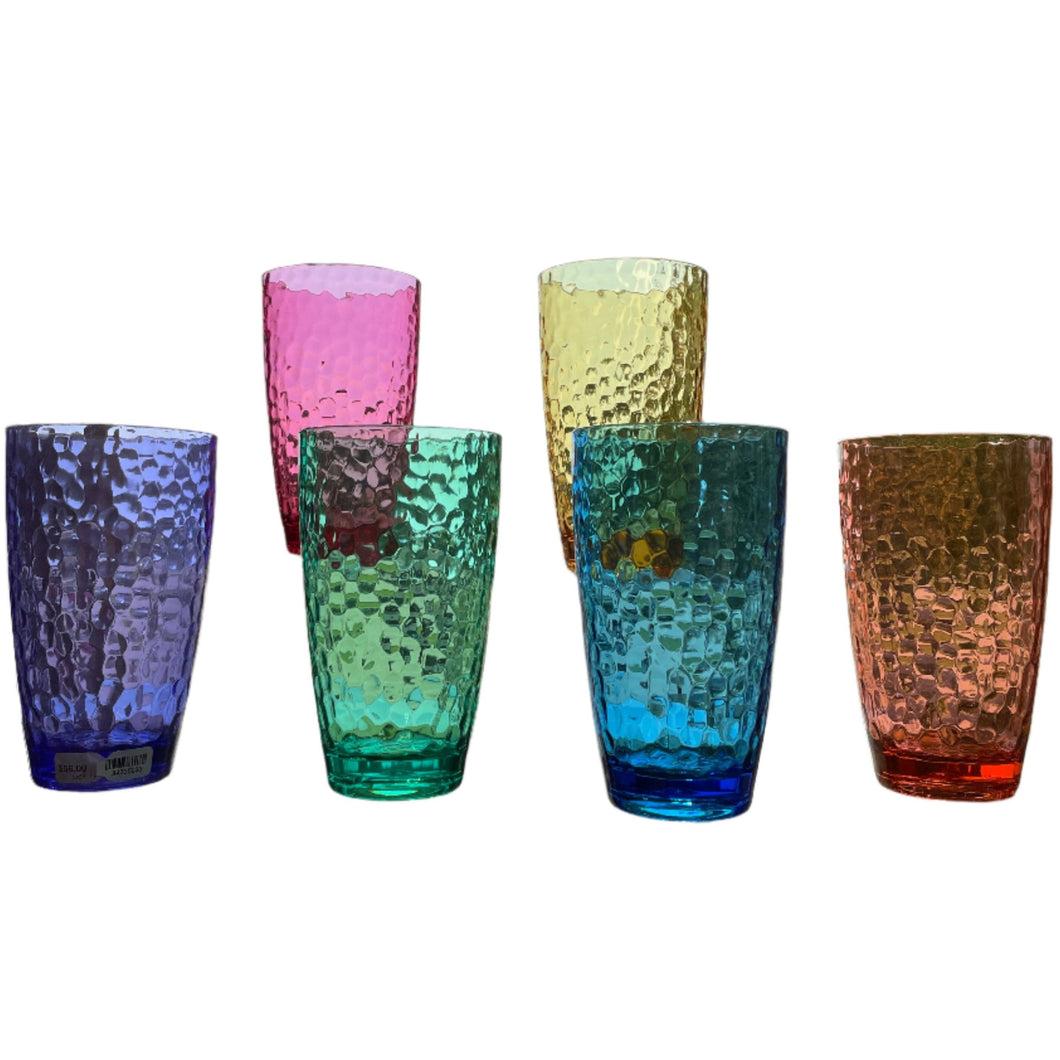 Hammered Acrylic Water Tumbler Set of 6