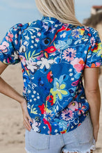 Load image into Gallery viewer, Flower Print Collared Puff Short Sleeve Loose Blouse | S-XL
