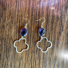 Load image into Gallery viewer, Medium Faceted Stone Gold Drop Earrings
