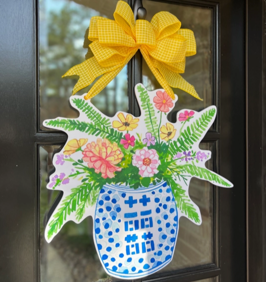 Fern In Chinoiserie Cache Pot Door Hanger