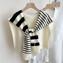 Load image into Gallery viewer, Striped Knit Shawl – Neck &amp; Shoulder Wrap
