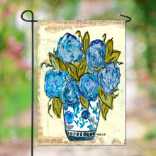 Load image into Gallery viewer, Chinoiserie Vase with Blue Hydrangeas Garden Flag
