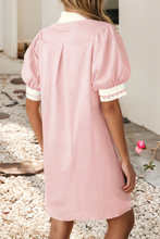 Load image into Gallery viewer, Colorblock Cotton Puff Sleeve Mini Dress
