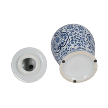 Load image into Gallery viewer, Temple Jar - White/Blue Ceramic Chinoiserie Charm, 18 in.

