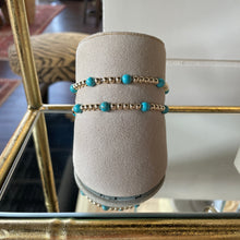 Load image into Gallery viewer, 7&quot; 4mm GF Bead with 6mm Turquoise Bead Bracelet
