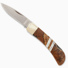Load image into Gallery viewer, Spalted Beech Damascus 3" Lockback Knife - Double
