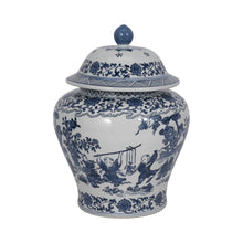 Load image into Gallery viewer, Blue Ceramic Blossoms Temple Decorative Jar -15 inches

