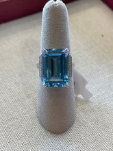 Load image into Gallery viewer, 14K White Gold 17.55 Carat Blue Topaz and Diamond Ring
