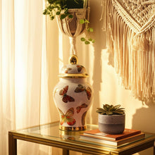 Load image into Gallery viewer, Multicolor 8x5 in. Ceramic Glam Temple Jar with Butterflies
