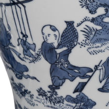 Load image into Gallery viewer, Blue Ceramic Blossoms Temple Decorative Jar -15 inches
