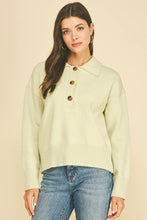Load image into Gallery viewer, Pinch Collared Button Down Blue Sweater
