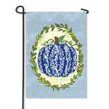 Load image into Gallery viewer, Blue Chinoiserie Pumpkin Garden Flag
