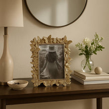 Load image into Gallery viewer, Photo Frame - Gold Polyresin Butterfly in Bloom  5x7 in.
