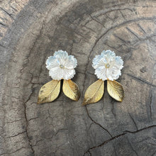 Load image into Gallery viewer, The Pink Reef Hand Carved Mother of Pearl Stud Earring
