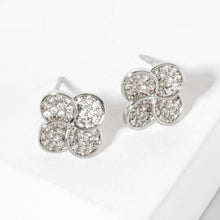 Load image into Gallery viewer, Pave-Set 10mm Quatrefoil 18K-Gold-Dipped Stud Earrings
