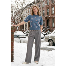 Load image into Gallery viewer, Flower Embroidery and Scalloped Edge Sweater
