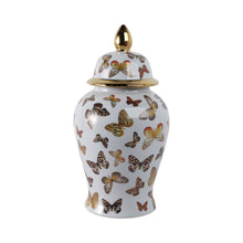 Load image into Gallery viewer, Decorative Temple Jar - White Ceramic Butterflies, 18 in.
