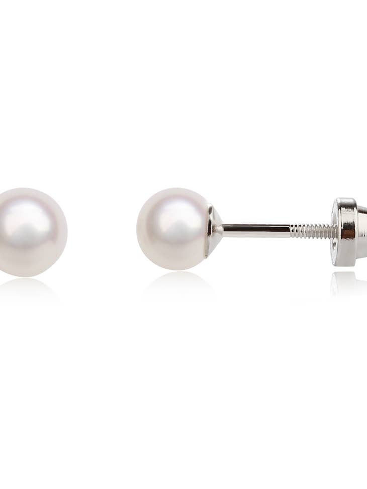 Sterling Silver Pearl Screw Back Child Earring