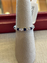Load image into Gallery viewer, 18K White Gold Blue Sapphire and Diamond Band

