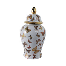 Load image into Gallery viewer, Decorative Temple Jar - White Ceramic Butterflies, 18 in.
