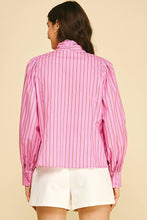 Load image into Gallery viewer, Pinch Pink/Brown Stripe Bow Tie Detailed Shirt
