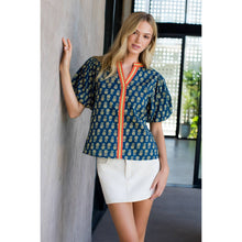 Load image into Gallery viewer, Puff Sleeve Floral Detailed V-Neck Top
