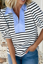 Load image into Gallery viewer, Casual Striped V-Neck Short Sleeve Top
