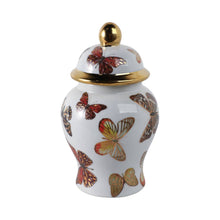 Load image into Gallery viewer, Multicolor 8x5 in. Ceramic Glam Temple Jar with Butterflies
