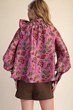 Load image into Gallery viewer, Ruffle Tie Neck Long Sleeve Print Blouse
