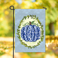 Load image into Gallery viewer, Blue Chinoiserie Pumpkin Garden Flag
