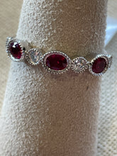 Load image into Gallery viewer, 14K White Gold Oval Ruby and Round Diamond Band
