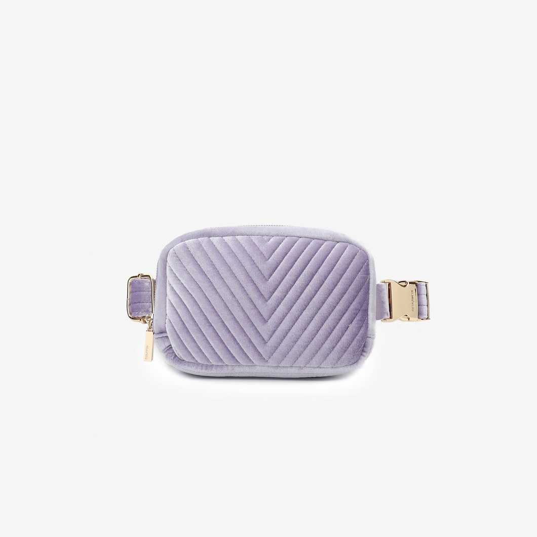 Aerin Lavender Velvet Quilted Belt Bag