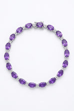 Load image into Gallery viewer, Sterling Silver Oval Amethyst &amp; CZ Tennis Bracelet
