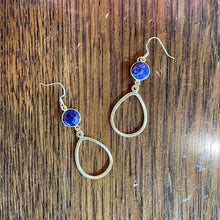 Load image into Gallery viewer, Medium Faceted Stone Gold Drop Earrings
