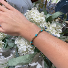 Load image into Gallery viewer, 7&quot; 4mm GF Bead with 6mm Turquoise Bead Bracelet

