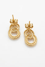 Load image into Gallery viewer, 14K Yellow Gold Double Circle Diamond &amp; Cable Twist Stud Earrings
