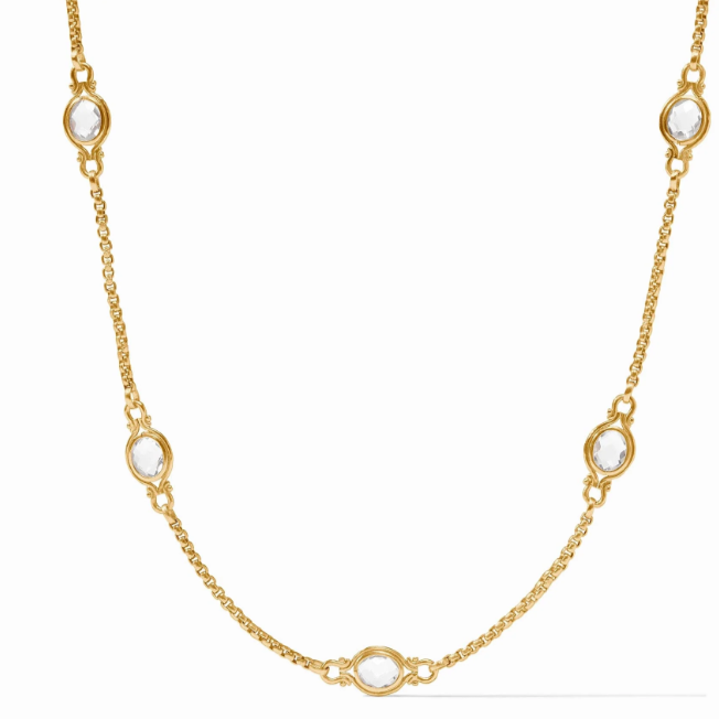 Clear Crystal Saratoga Station Necklace