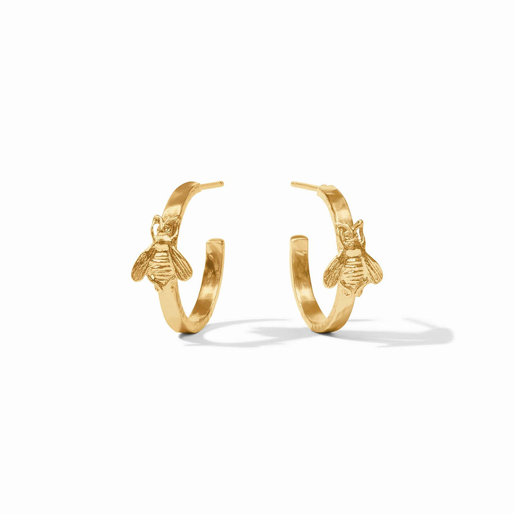 Bee Hoop Gold Earrings