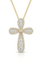 Load image into Gallery viewer, 14K Yellow Gold Diamond Puffy Cross, 1.90 cts
