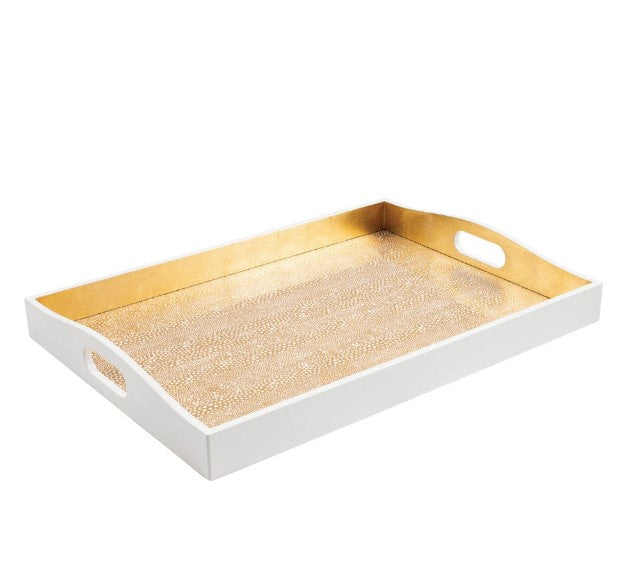 Pebble Lacquer Large Rectangle Tray in Gold