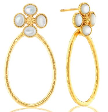 Berry Clover Teardrop Earrings MOP