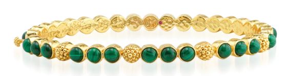 Berry Petite Hinged Bangle -Malachite