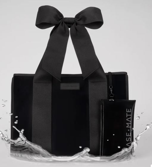 Special Edition Bow Midnight Black Beach Tote W/Phone Pouch