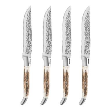 Laguiole Connosseur BBQ Steak Knives with Deer Horn Handles