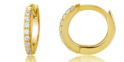 14k GP Cz Huggie Hoops 13mm