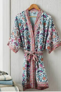 Laila Block Print Cotton Robe