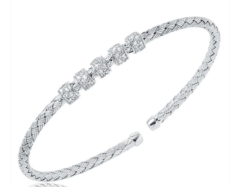 SS 3mm Mesh Cuff with CZ