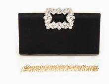 Load image into Gallery viewer, Crystal Buckle Metallic Box Clutch
